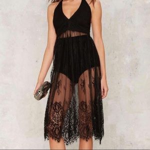 Sheer Halter Lace Dress